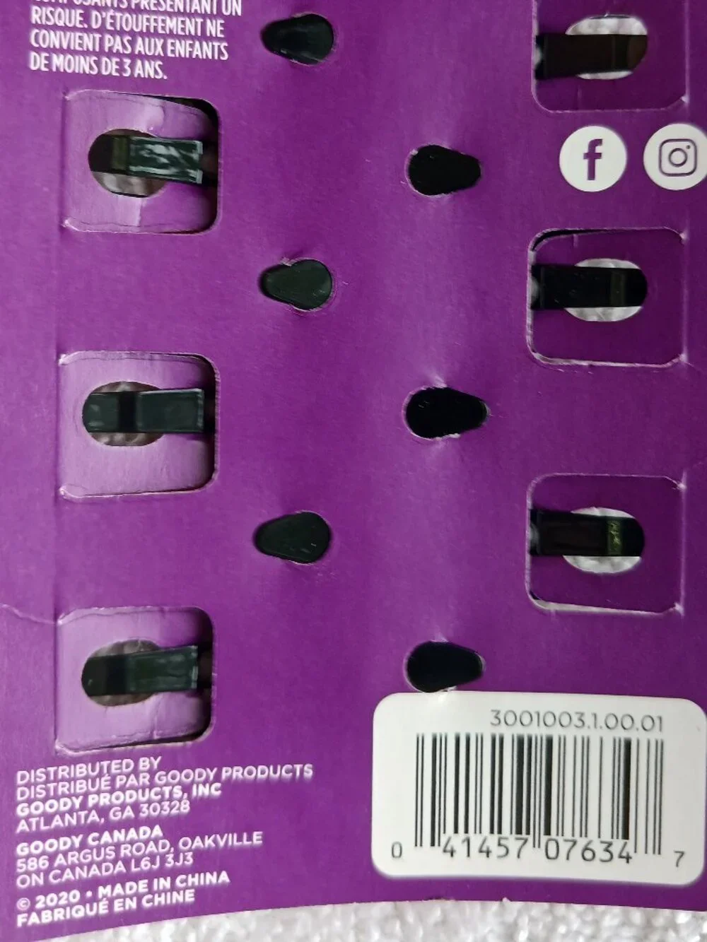 6 Black Goody Stay Put Slide Proof Hair Snap Clips Secure Hold Clips Metal Bonus